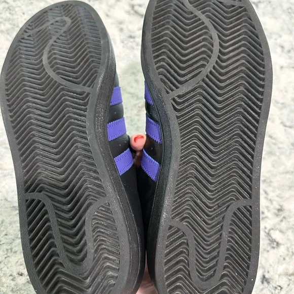Adidas Superstar Black and Purple Leather Shoes Size 8.5 - Picture 7 of 7